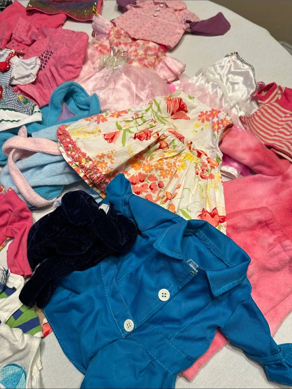 American Girl Blue & Green Striped Polo Dress with White Umbrella Top